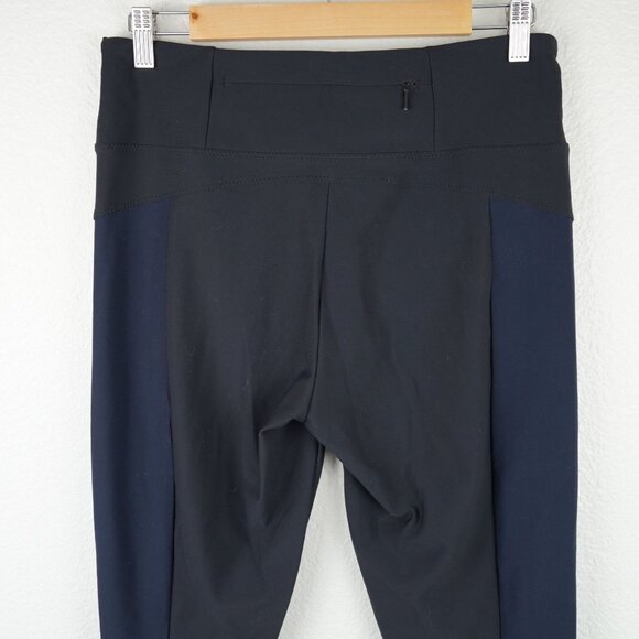Athleta Colorblock Zip Pocket Leggings Size M Black Navy‎ High Waist Stretch - Picture 4 of 10